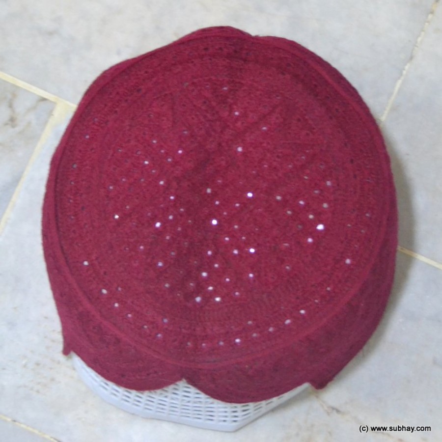 Maroon  Jamali Sindhi Cap / Topi (Hand Made) MK-174